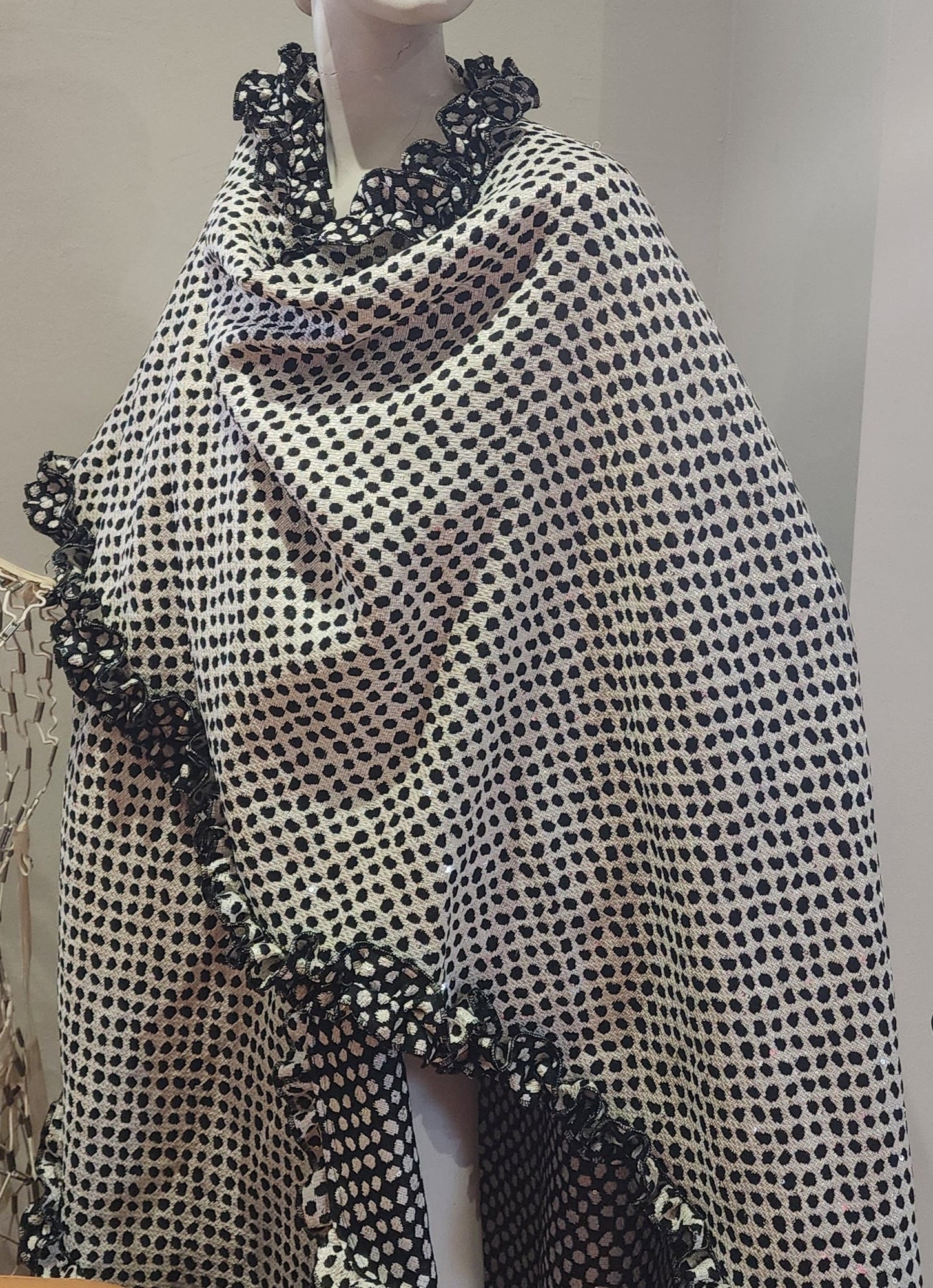 Cape Black and White Tweed -Reversible