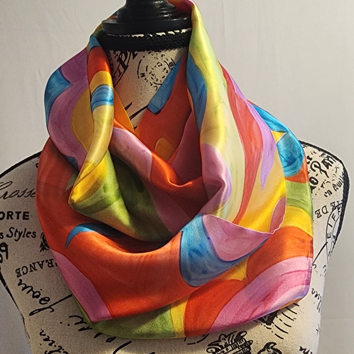 silk scarf
orange and pink silk
bright colour scarf