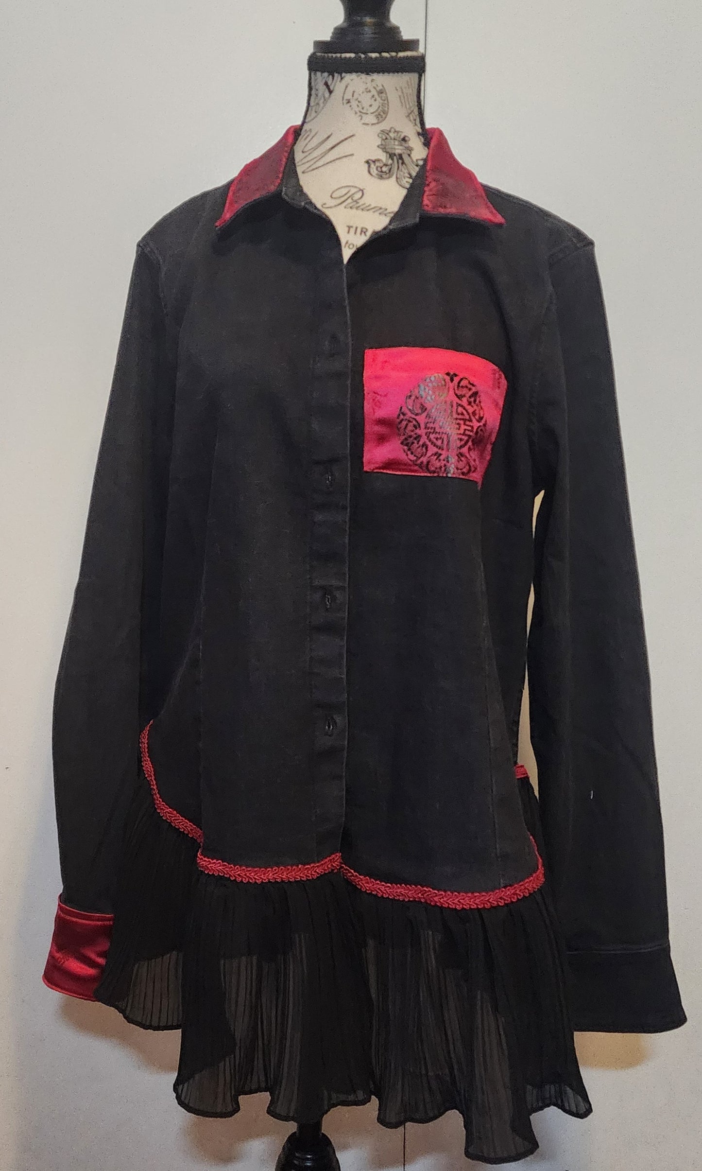 Denim Shirt Embellished with embroidered applique- Inferno
