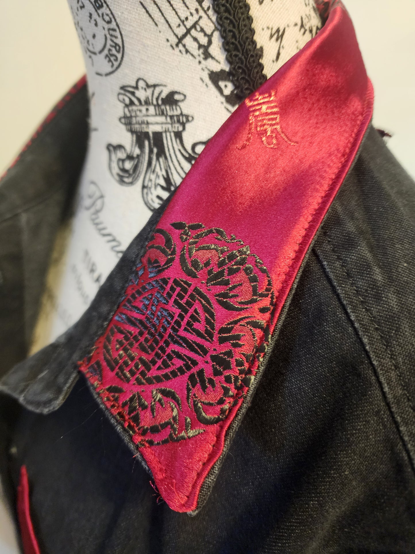 Denim Shirt Embellished with embroidered applique- Inferno