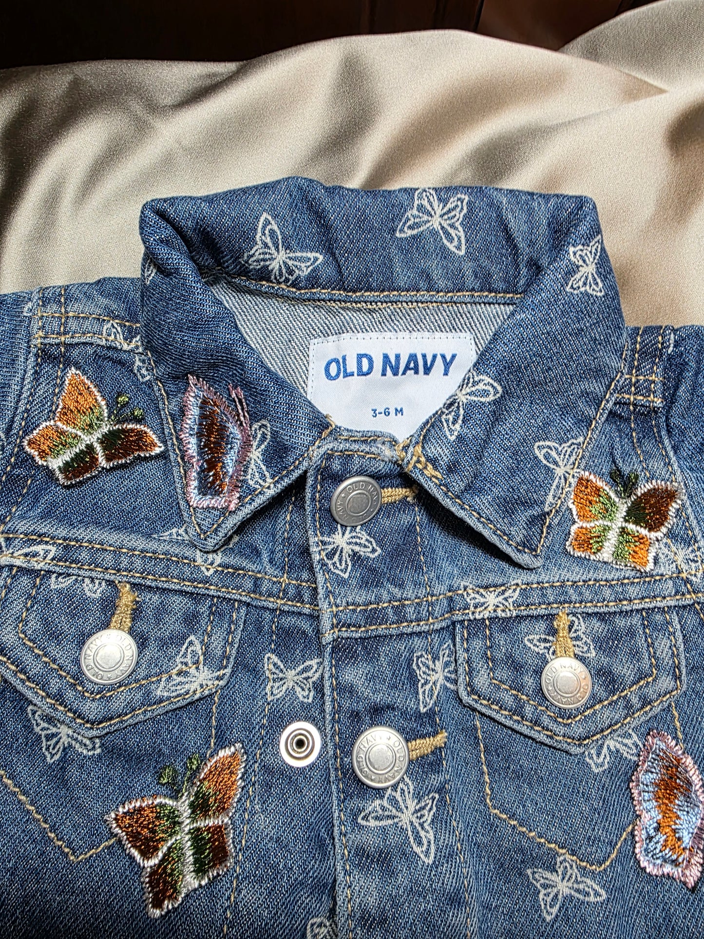 Jean Jacket Embellished-Butterfly Baby