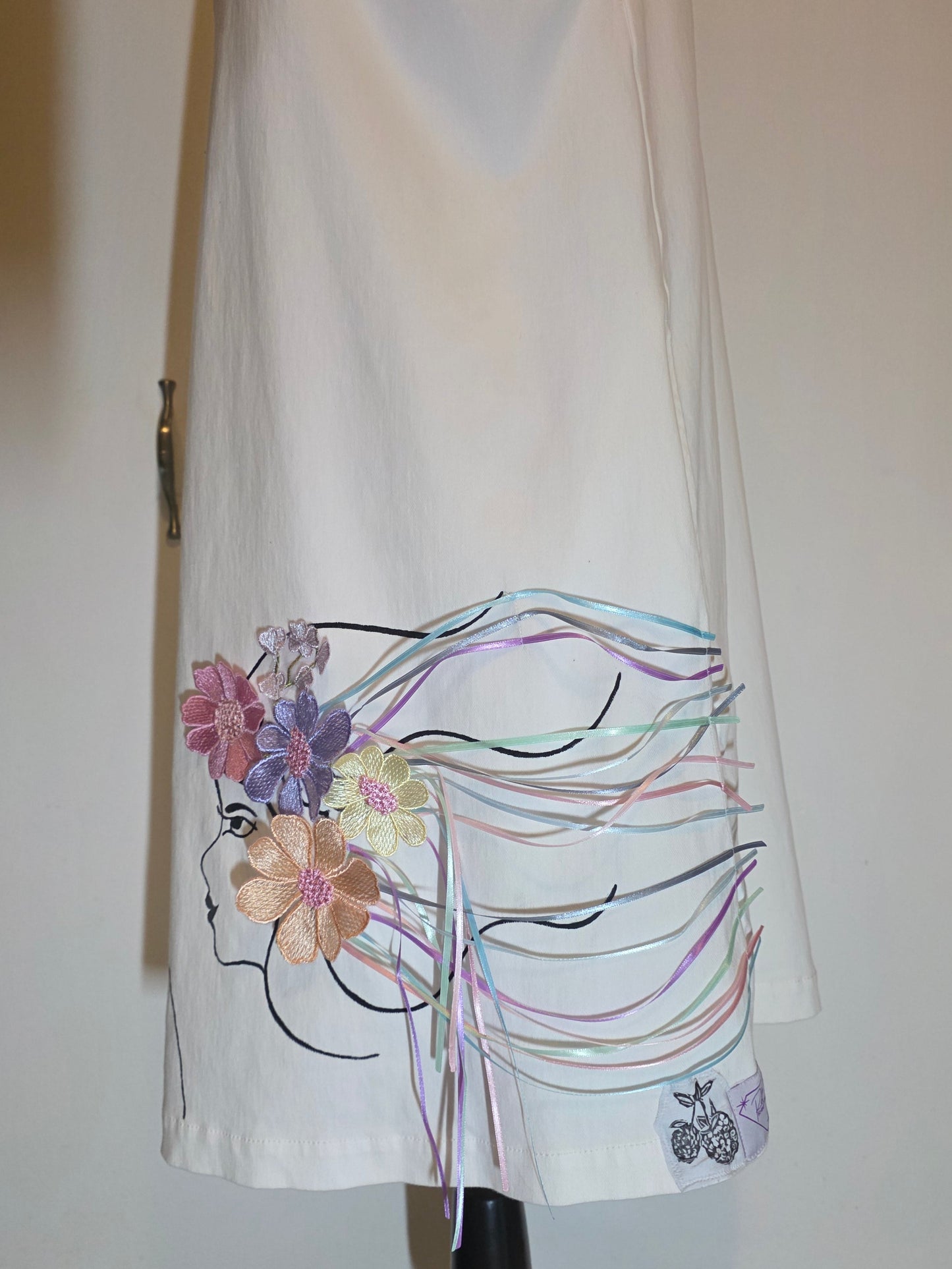 Embellished White Denim Dress - Muse