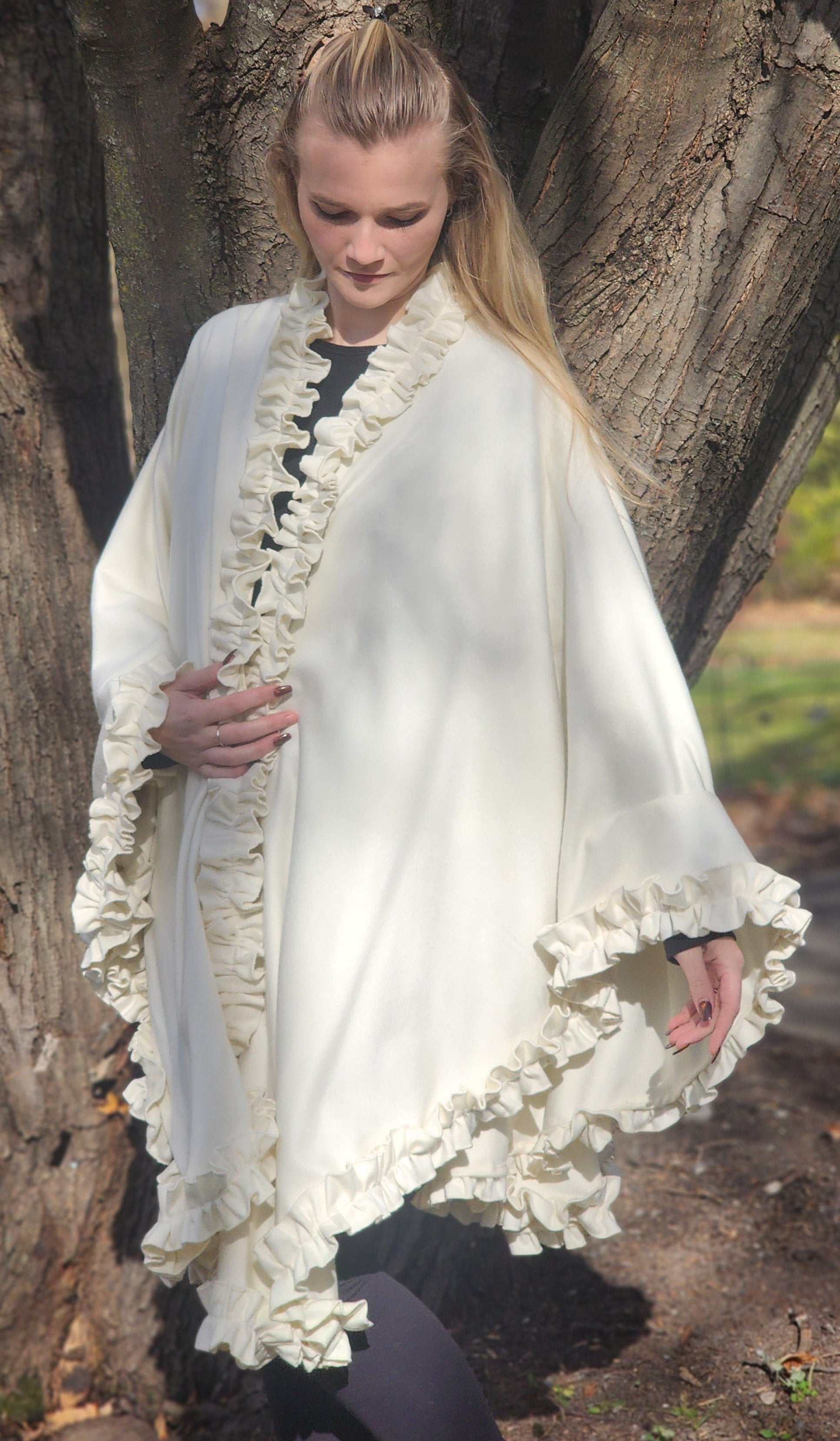 ivory cashmere cape, bridal cape