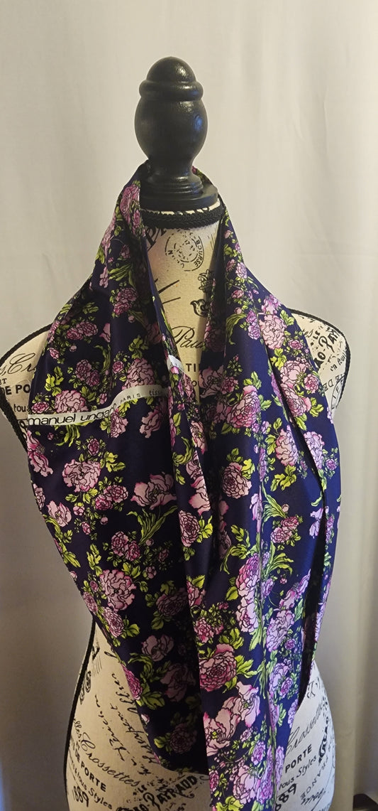 Designer Fuchsia Floral Silk Scarf