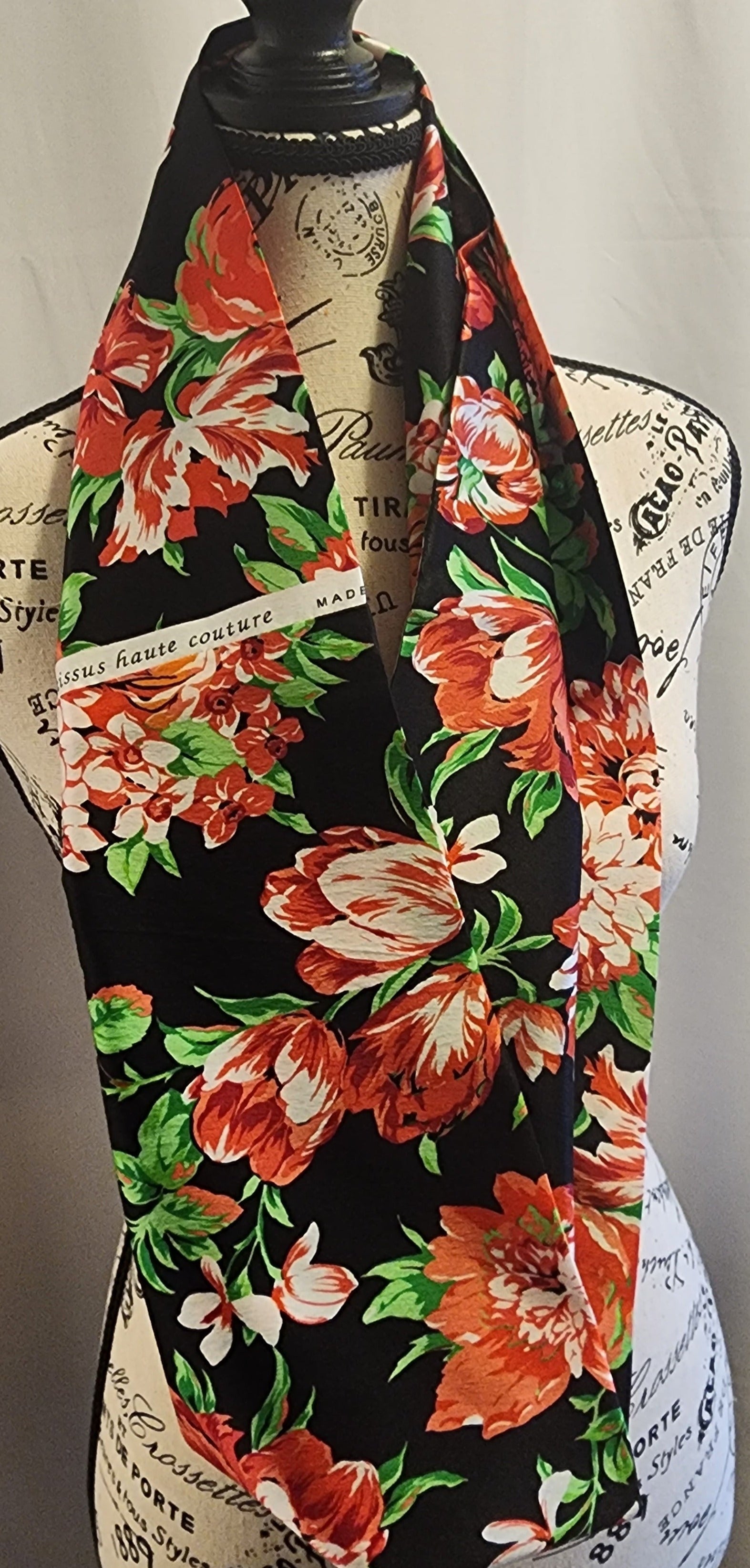 Ungaro silk scarf in red and green floral silk