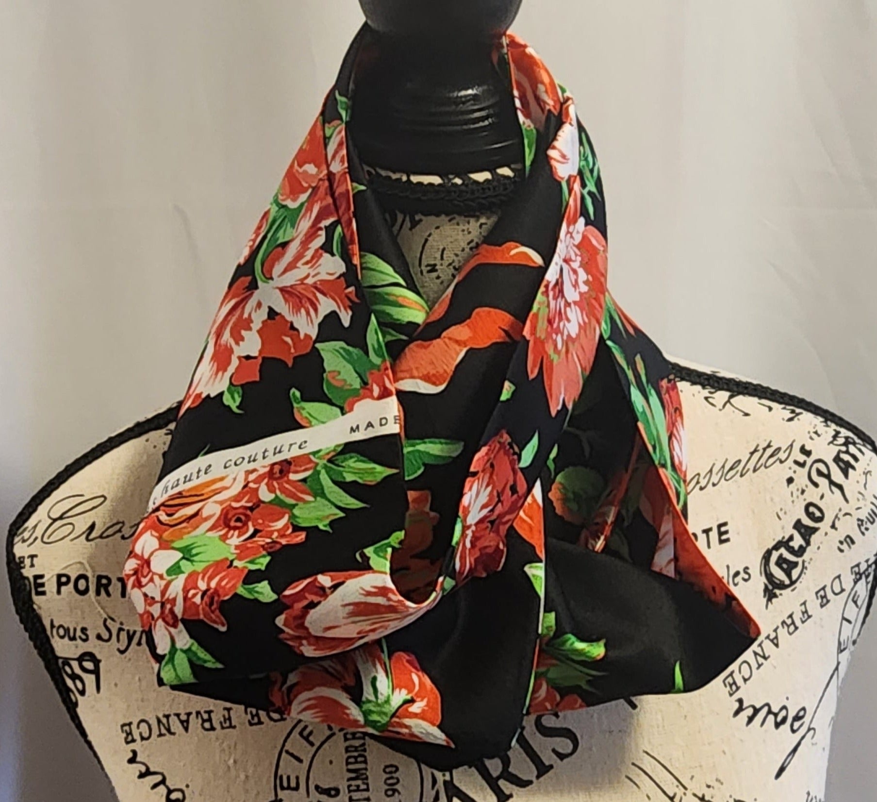 Ungaro silk scarf in red and green floral silk