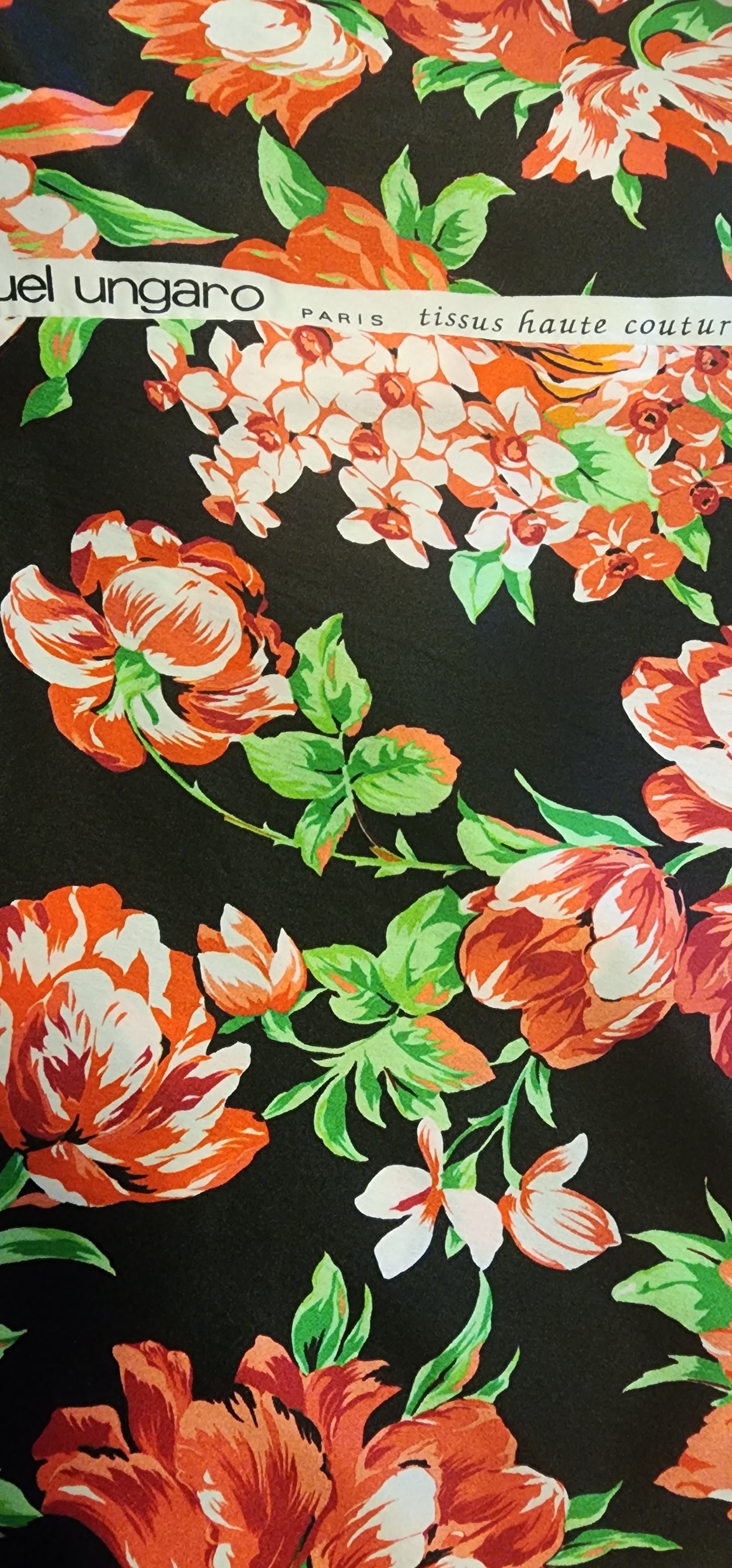 Ungaro silk scarf in red and green floral silk