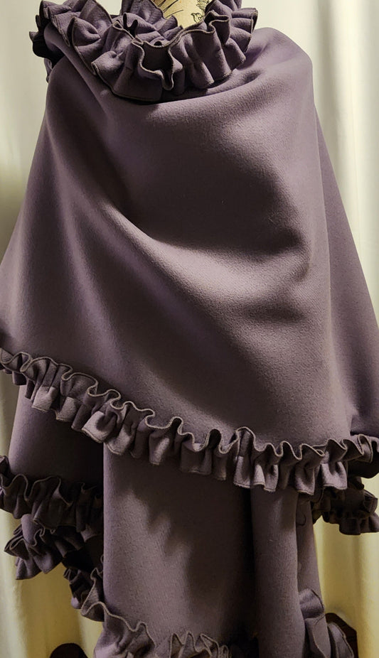 Cape -Mauve Wool & Cashmere blend, with ruffles