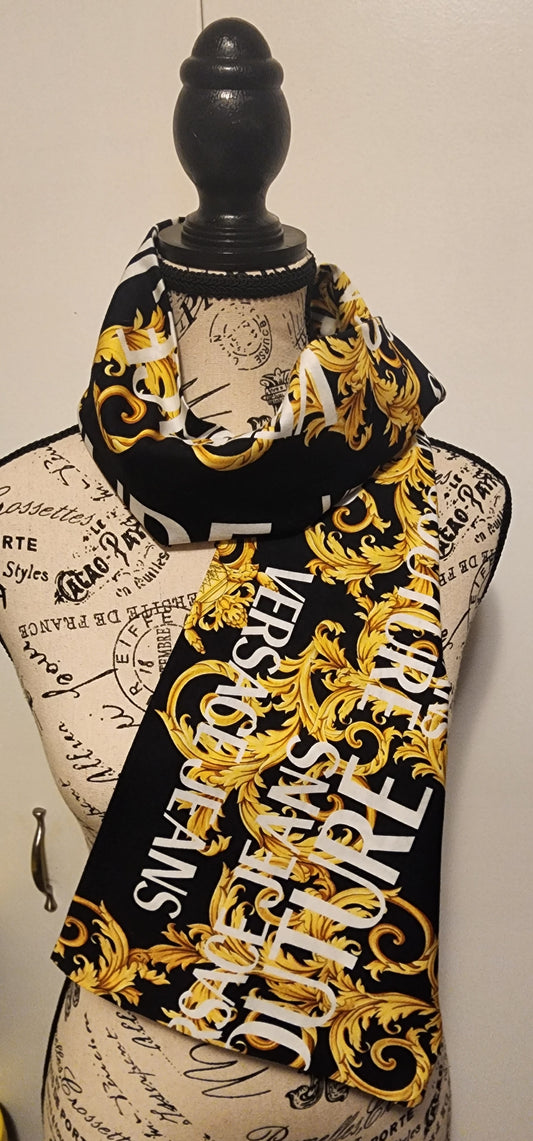 Versace gold baroque -  made from labeled jeans couture cotton fabric -cotton scarf