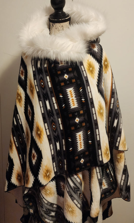 Cape - Navaho Fleece with Faux Fur