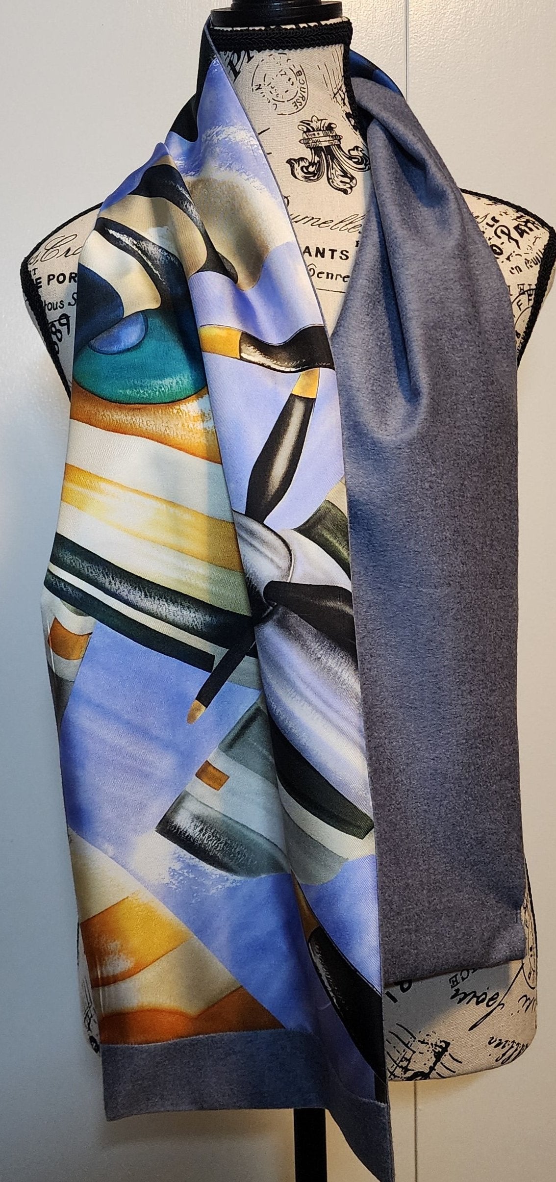 cashmere and silk scarf, airplane print silk, Burberry cashmere