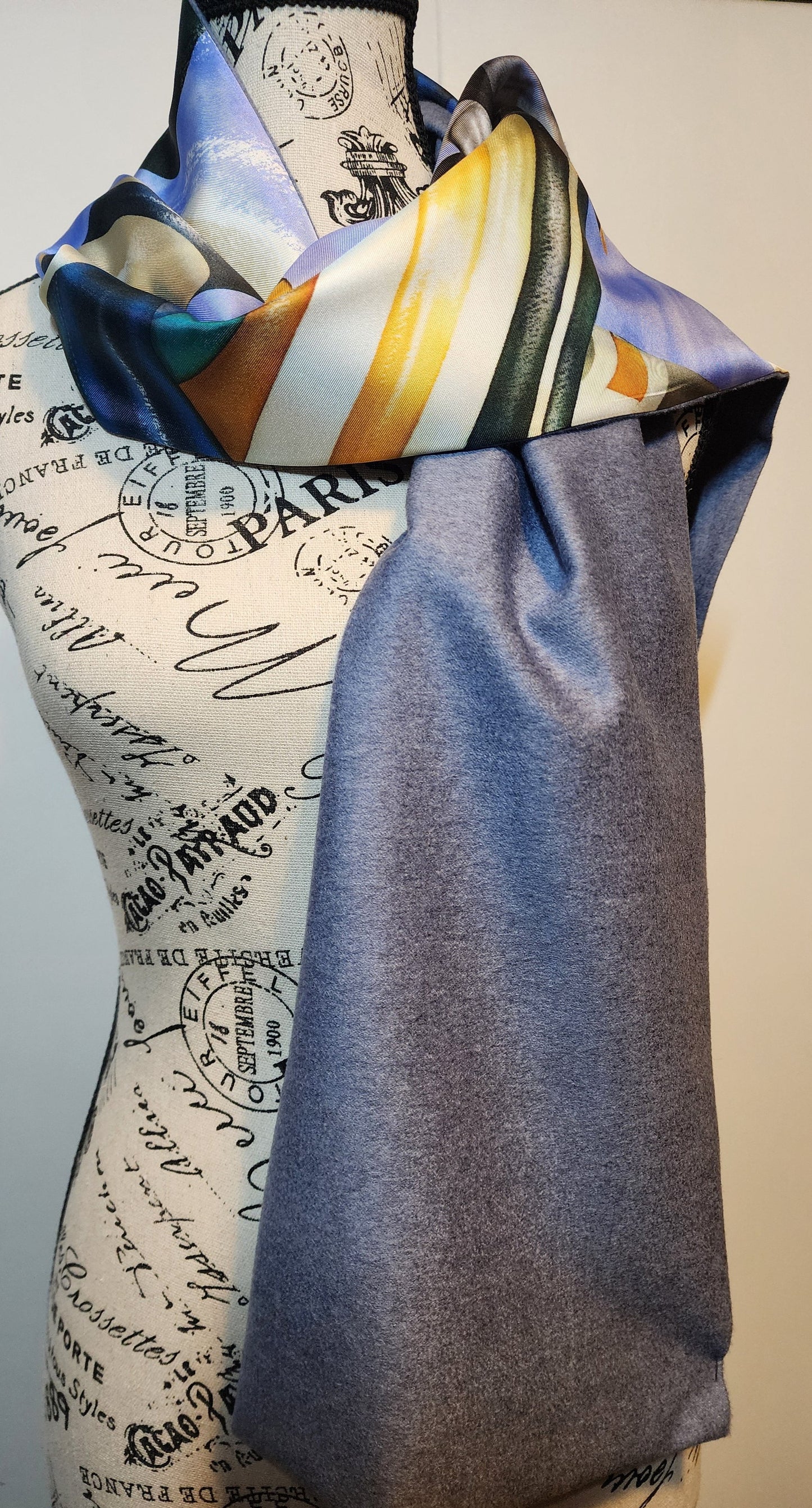 cashmere and silk scarf, airplane print silk, Burberry cashmere