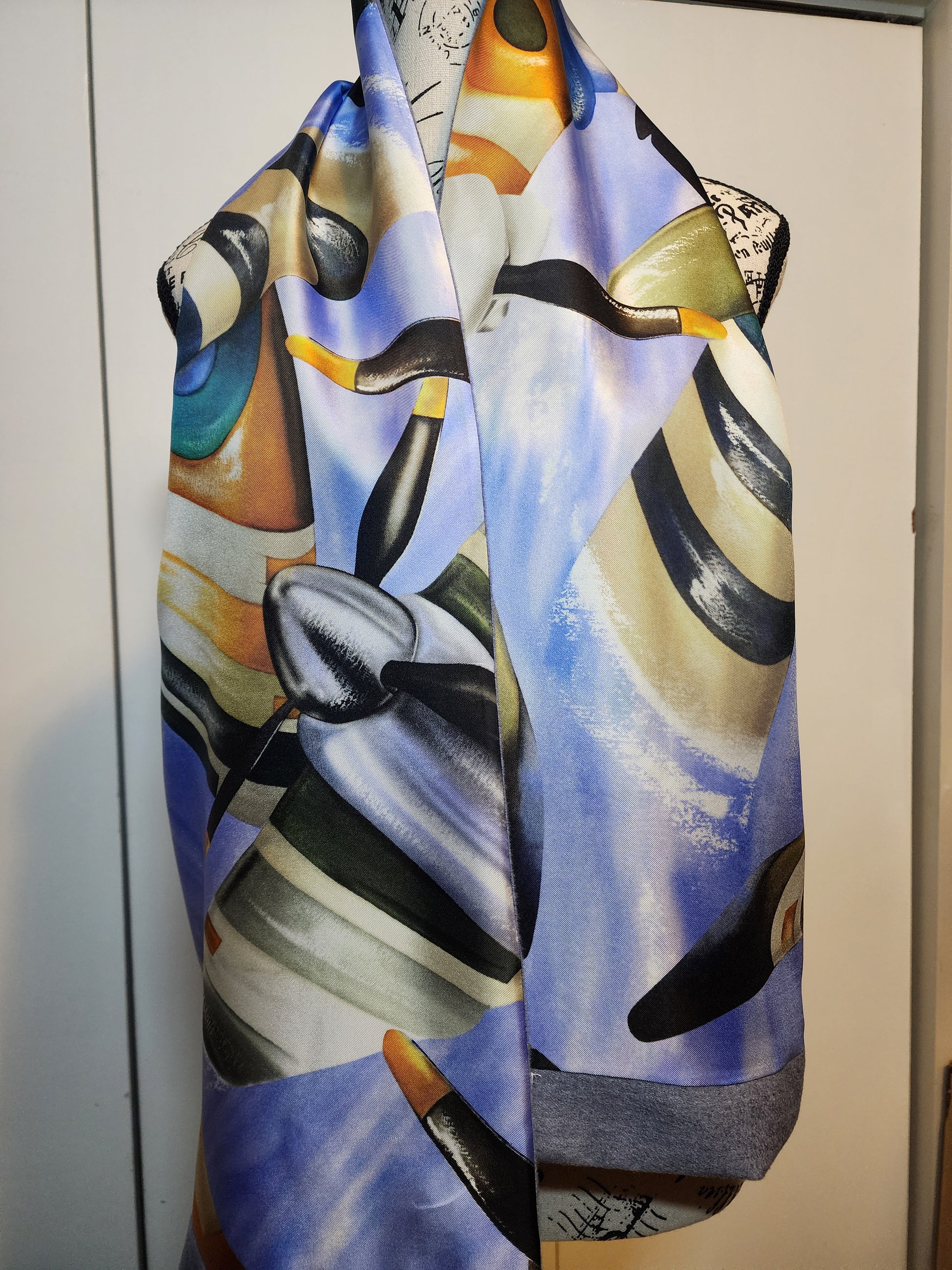 cashmere and silk scarf, airplane print silk, Burberry cashmere