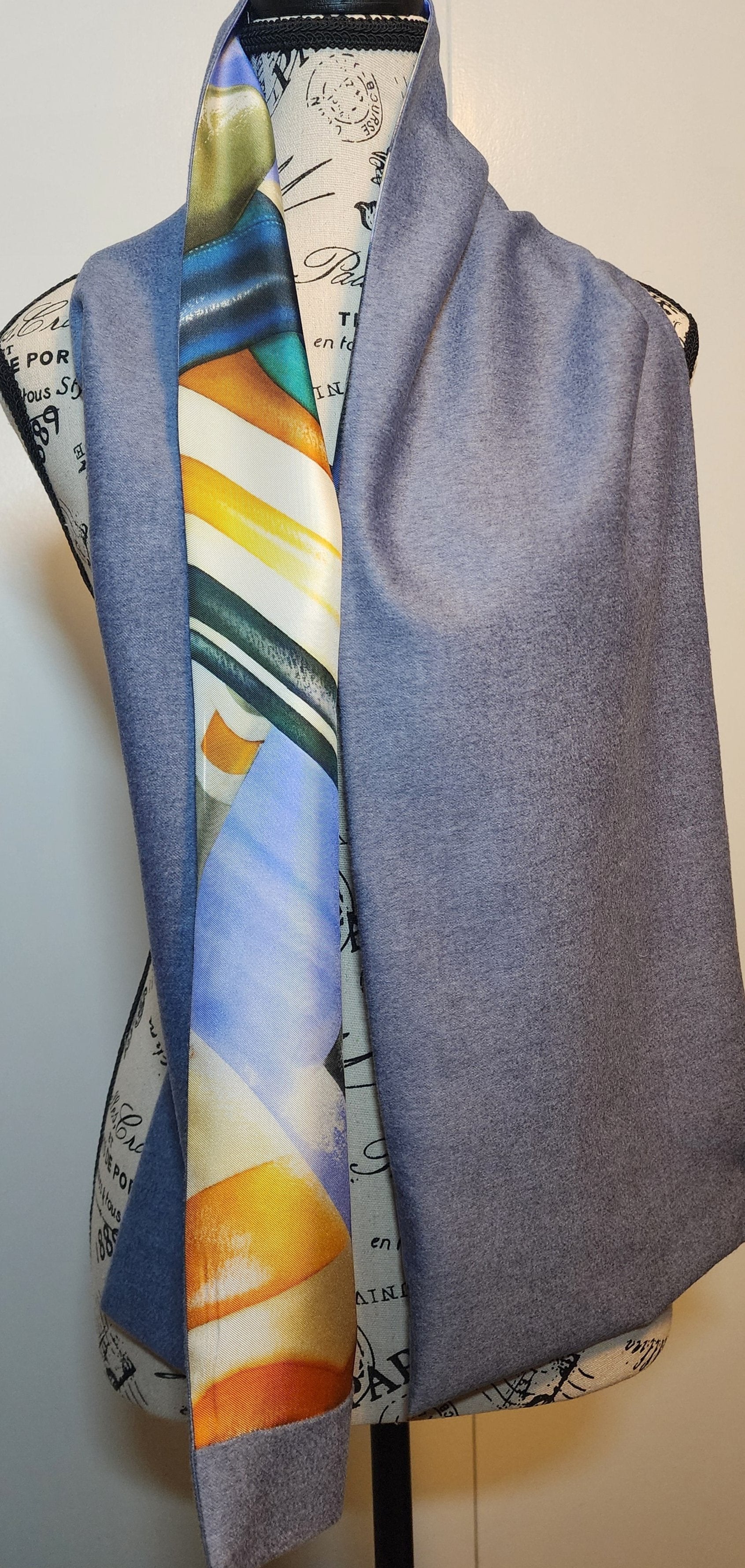 cashmere and silk scarf, airplane print silk, Burberry cashmere