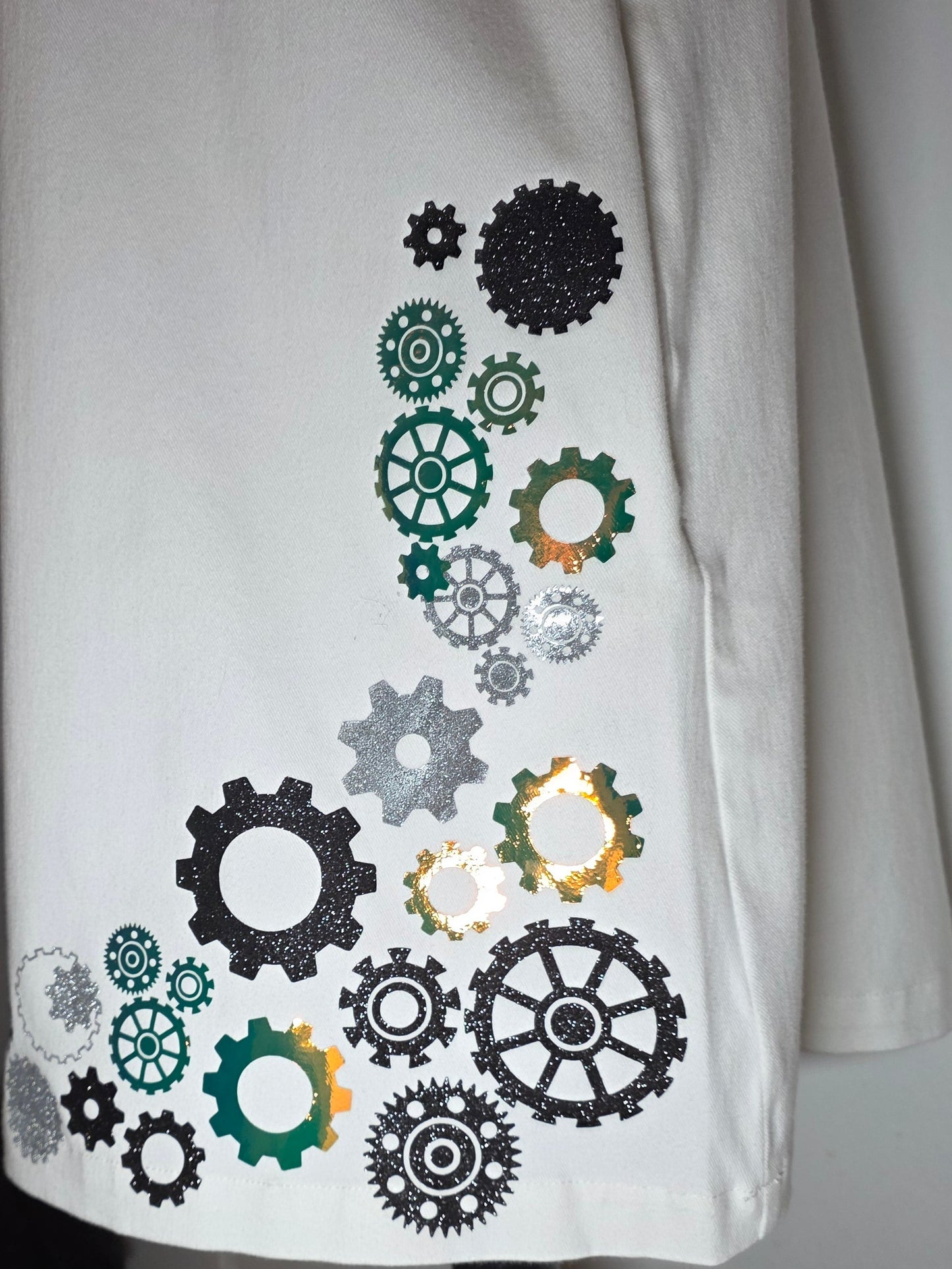 Embellished White Denim Dress - Mechanica