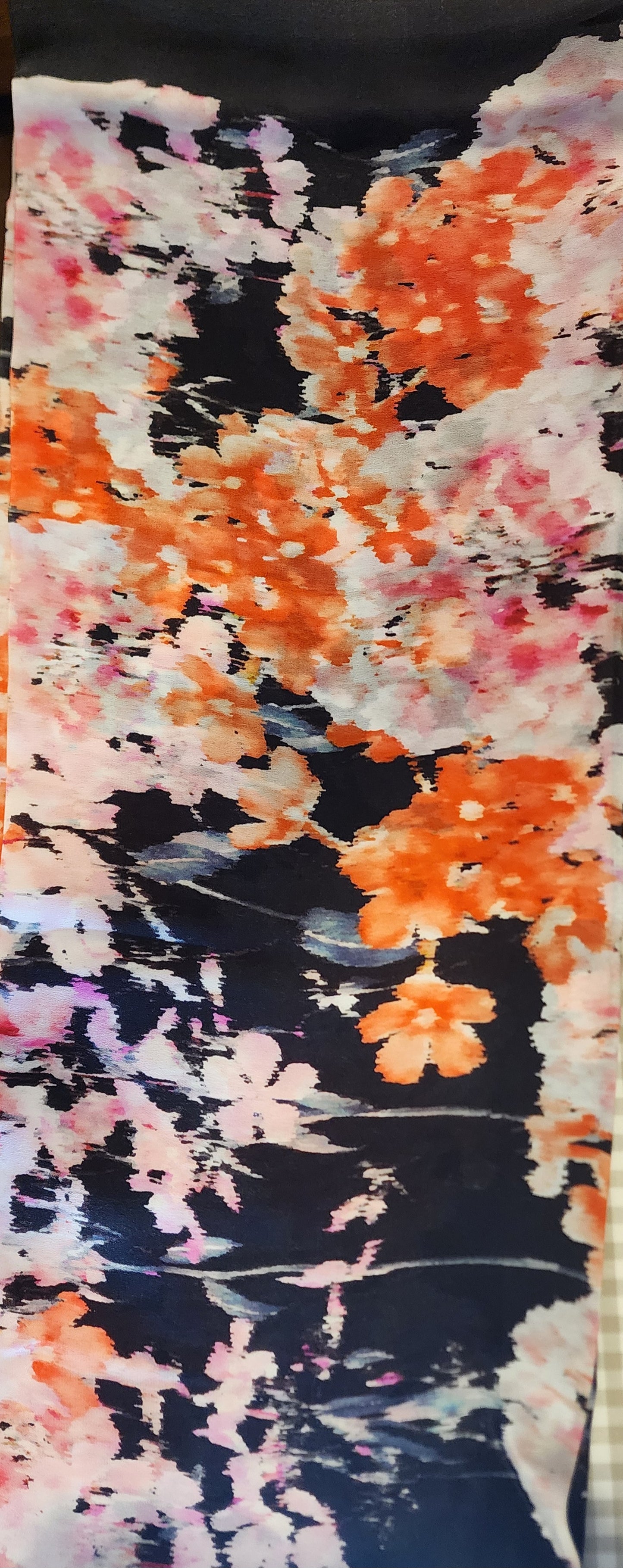 vibrant floral, orange and pink georgette silk scarf