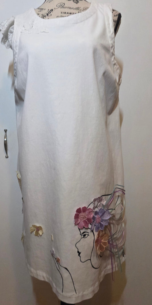Embellished White Denim Dress - Muse